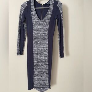 French Connection Colorblock Blue & Gray Long-Sleeve Dress - Size 4